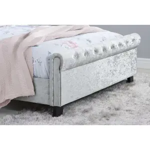 Birlea Sienna Double Bed In Steel Crushed Velvet