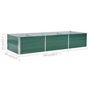 Berkfield Garden Raised Bed Galvanised Steel 240x80x45 cm Green