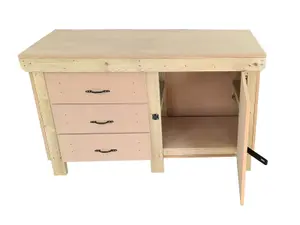 Wooden MDF top workbench, tool cabinet with lockable cupboard (V.3) (H-90cm, D-70cm, L-150cm)