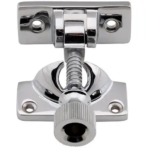 Brighton Pattern Sprung Sash Fastener 60 x 25mm Fixing Plate Polished Chrome