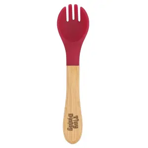 Bamboo Baby Weaning Fork with Silicone Tip - Red