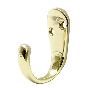 Brass effect Zinc alloy J-shaped Single Hook (H)18mm (W)37mm