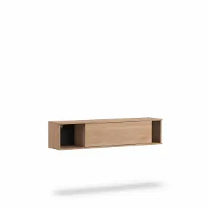 Querty 06 Wall Shelf in Oak Hickory - Modern Storage with a Bold Aesthetic - W1350mm x H300mm x D300mm