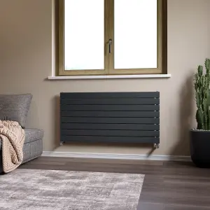 Ximax Vertirad HWH1195600A Anthracite Gas Horizontal Designer panel Radiator, (W)1200mm x (H)595mm