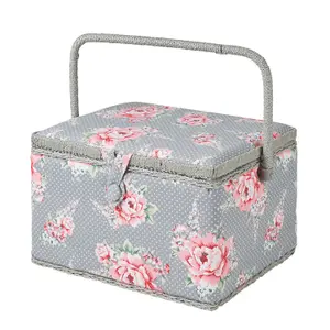 Hobby Gift MRL/190 - Beautiful Bloom Print Large Sewing Box - 23.5x31x20cm