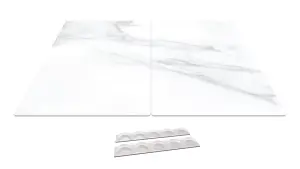 ALLboards Glass Chopping Board White Marble 2 Set 52x30cm Cutting Board Splashback Worktop Saver for Kitchen Hob Protection