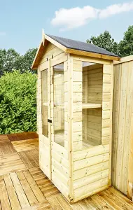 3 x 2 Pressure Treated Wooden T&G Wooden Apex Mini Greenhouse (3' x 2' / 3ft x 2ft)