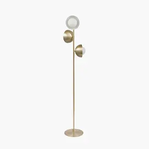 Brass Metal and White Orb Dome Floor Lamp