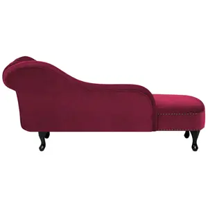 Right Hand Chaise Lounge Velvet Burgundy NIMES