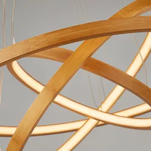 Lighting Collection Northlake Natural Bamboo 3 Ring LED Pendant