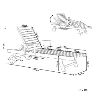 Sun Lounger Wood Dark Wood AMANTEA