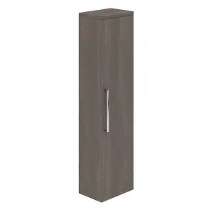 Novela Wall Mounted Bathroom Tall Storage Unit in Dark Wood