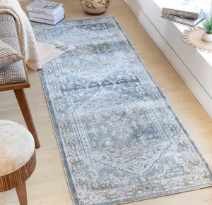 JENNIFER Machine Washable Vintage Runner Rug 80 x 220 cm