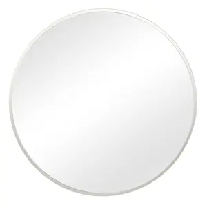 Sasheer - Round Framed Wall Mounted Mirror Silver / 80cm H x 80cm W