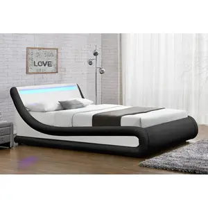 Galaxy LED Upholstered Ottoman Bed Black/White / Kingsize (5')