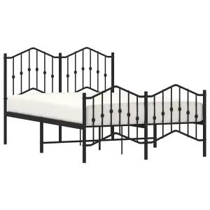 Berkfield Metal Bed Frame without Mattress with Footboard Black 120x190cm