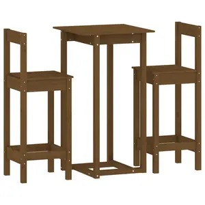 2 - Person Pine Solid Wood Dining Set Honey Brown