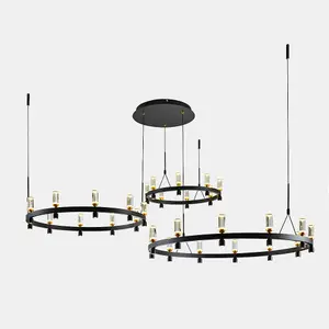 Luminosa Modern LED Hanging Pendant Black, Gold, Warm White 3000K 5347lm