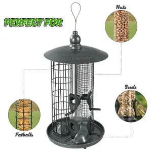 Hanging Wild Garden Bird Feeder 3 in 1 Seed, Nut, Fat Ball Suet Feeding Station