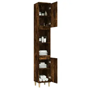 Berkfield Bathroom Cabinet Smoked Oak 30x30x190 cm Engineered Wood