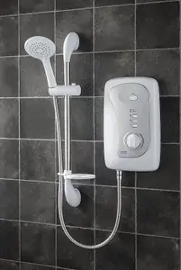 Triton Martinique 8.5Kw Satin Chrome Electric Shower - RP Topaz T100 Bezique +