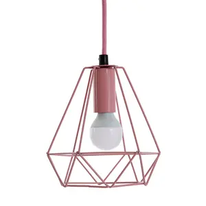 Interiors by Premier Beli Pink Metal Wire Pendant Light