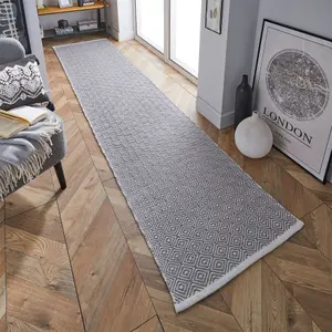 The Rug Seller Silver Brittany Runner Rug For Hallway - Extra Long 67x300cm