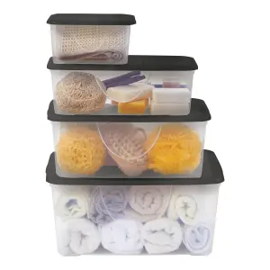 Clear 40L Large Plastic Stackable Storage box with Lid