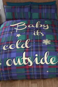 Baby It's Cold Outside Blue Xmas Duvet Cover Set Christmas Bedding