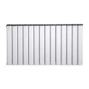 Aluminum Designer Horizontal Radiator Compatible with Heat pump. Energy Efficient. Model "Pioneer" White. 1000 mm .