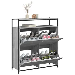 Berkfield Shoe Cabinet with 4 Flip-Drawers Grey Sonoma 100x34x112 cm