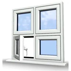 995mm (W) x 1095mm (H) PVCu Flush Casement Window - 1 Bottom Opening (Left)  - White Internal & External