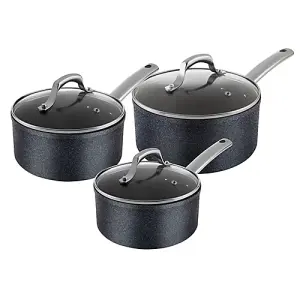 Tower TruStone T800030 3pce 16/18/20cm Saucepan Set Black/Violet