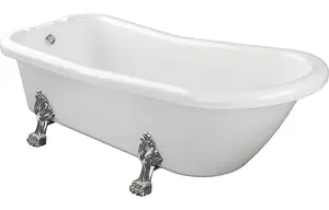 Aquarius Timeless Luxury Freestanding Slipper 2TH Bath With Chrome Lions Paw Feet 1530mm