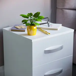 Arkadij 2 Drawer Beside Table With Metal Runners, Modern Bedroom Storage Cabinet White