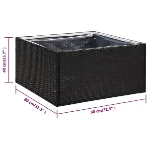 Berkfield Garden Planter Black 80x80x40 cm Poly Rattan