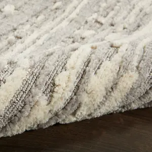 Grey Ivory,Modern Abstract Easy to clean Rug for Bedroom & Living Room-66 X 229cm (Runner)