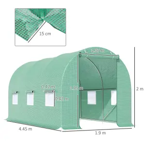 Outsunny Polytunnel Walk In Green House w/ PE Cover, 4.5 x 2 x 2m