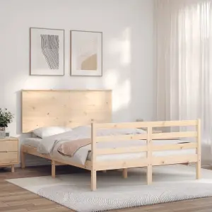 Berkfield Bed Frame with Headboard Small Double Solid Wood