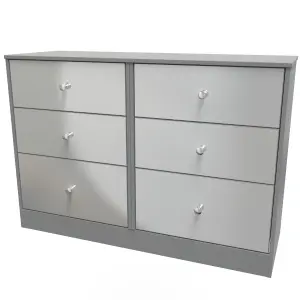 Taunton 6 Drawer Wide Chest in Uniform Grey Gloss & Dusk Grey (Ready Assembled)