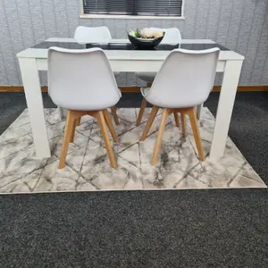 Kitchen Dining Table With 4 Chairs White Black Table (140x80x75) 4 White Tulip Chairs, Kitchen Dining Room Furniture