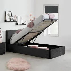 Birlea Berlin Single Ottoman Bed Black Crushed Velvet