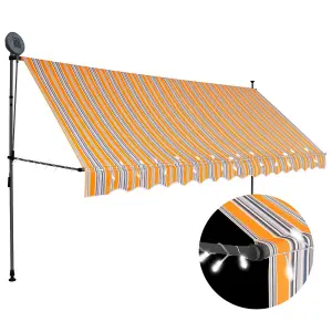 Berkfield Manual Retractable Awning with LED 350 cm Yellow and Blue