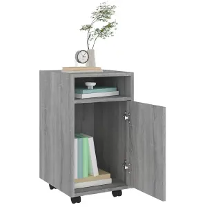 Berkfield Side Cabinet with Wheels Grey Sonoma 33x38x60 cm Engineered Wood