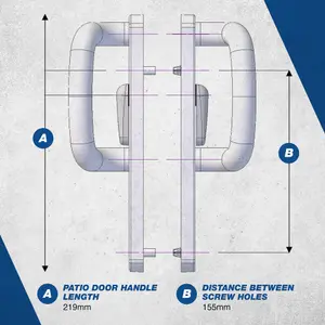 UAP Sliding Patio Door Handles - Comfortable Grip - 219mm - White Powder Coated
