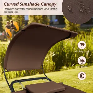 Costway Outdoor Hammock Patio Chaise Lounge Chair with Canopy