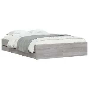 Berkfield Bed Frame with Drawers without Mattress Grey Sonoma 120x190 cm Small Double