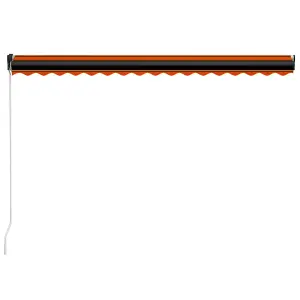 Berkfield Manual Retractable Awning with LED 450x300 cm Orange and Brown