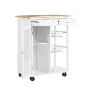 Pavillion Wood Kitchen Cart White