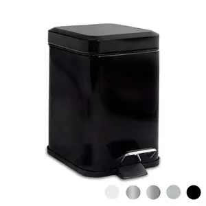 Square Bathroom Pedal Bin - 3 Litre Black